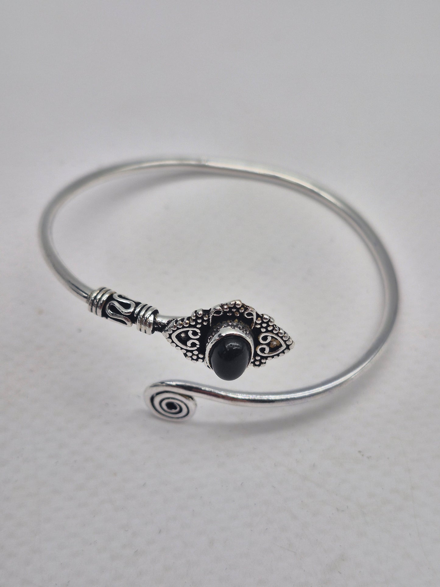 Black Tourmaline Silver Plated Bracelet - Crystal Adjustable Bracelet for Women