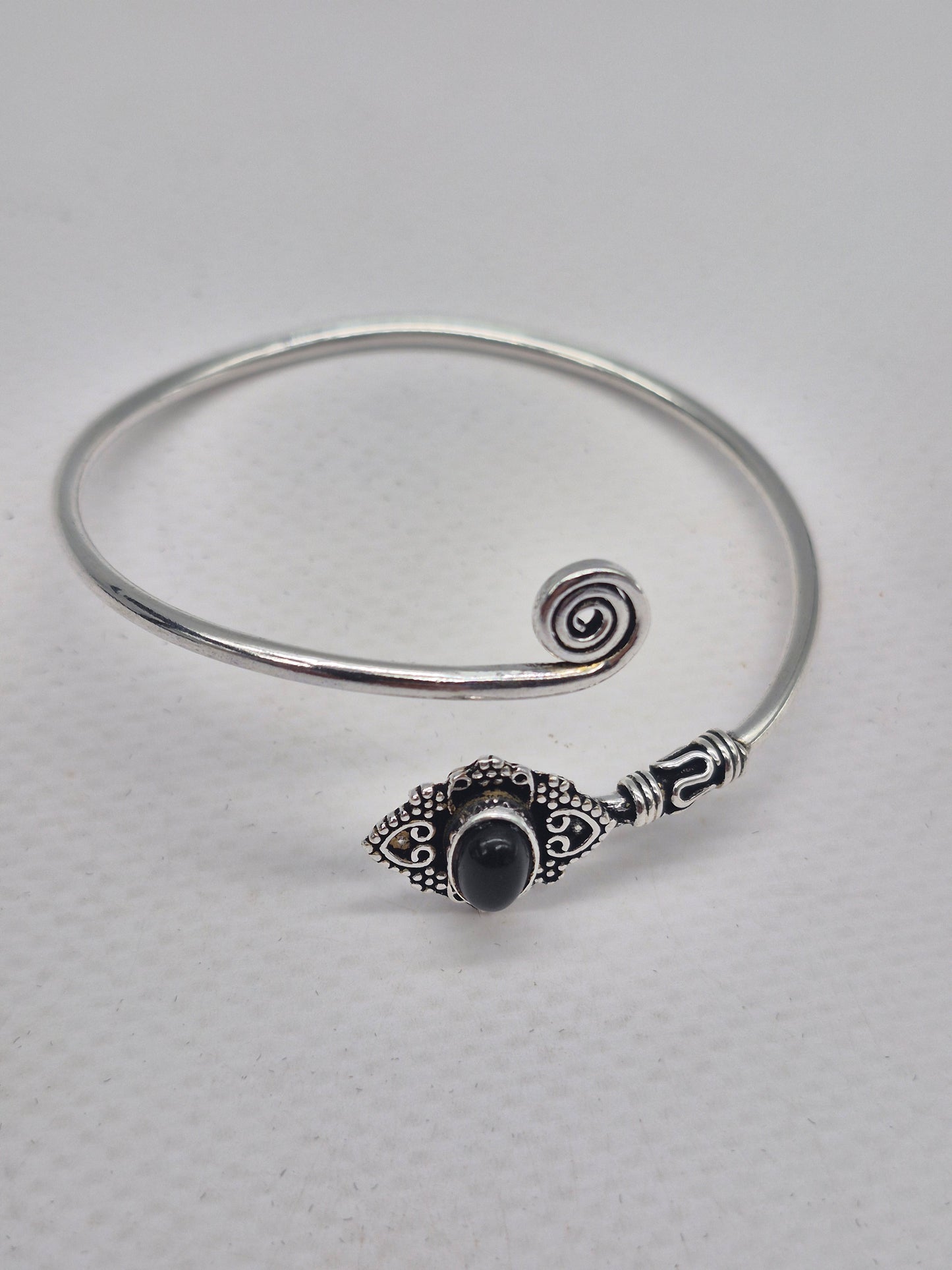 Black Tourmaline Silver Plated Bracelet - Crystal Adjustable Bracelet for Women