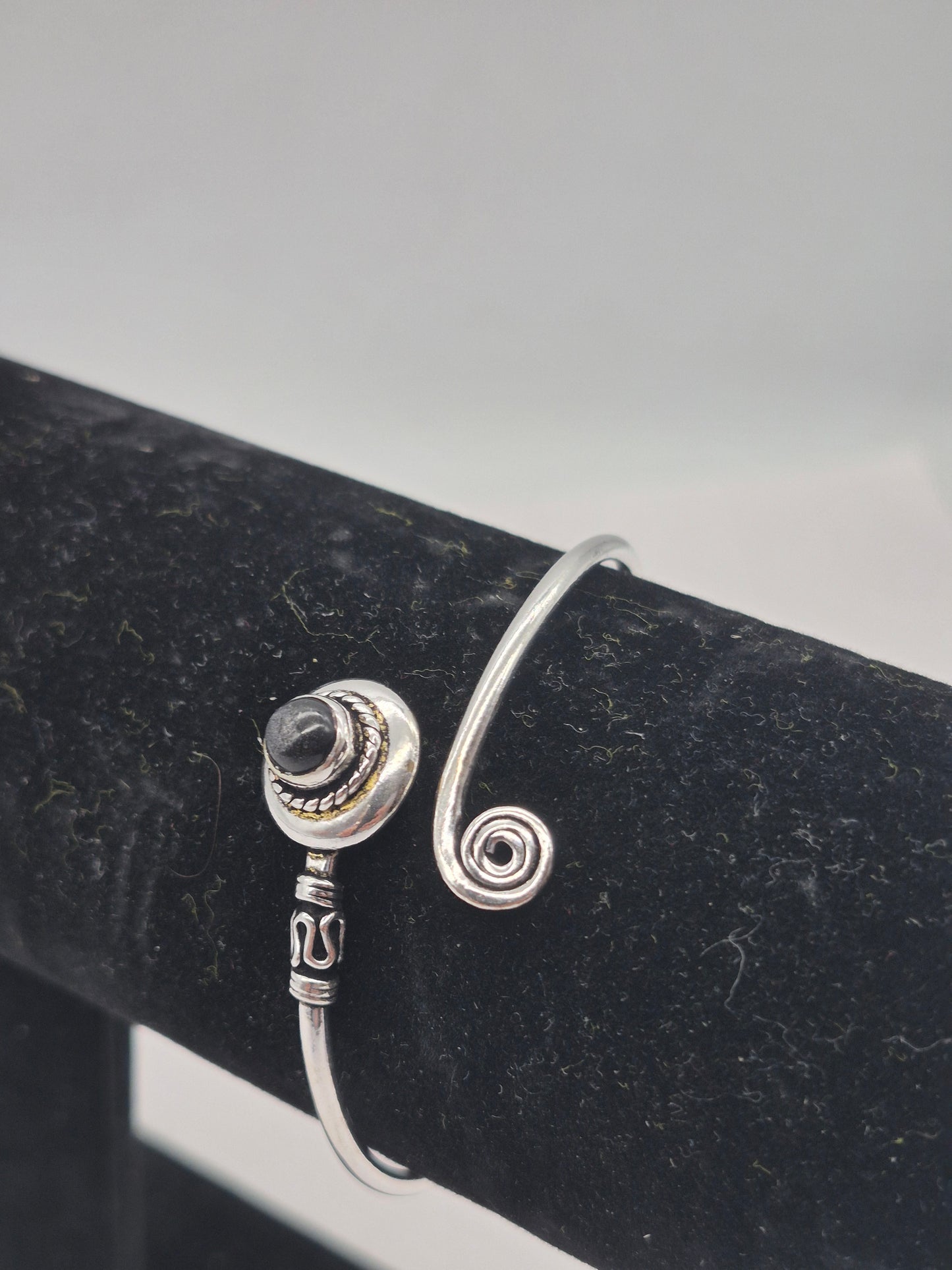 Black Tourmaline Silver Plated Bracelet - Crystal Adjustable Bracelet for Women