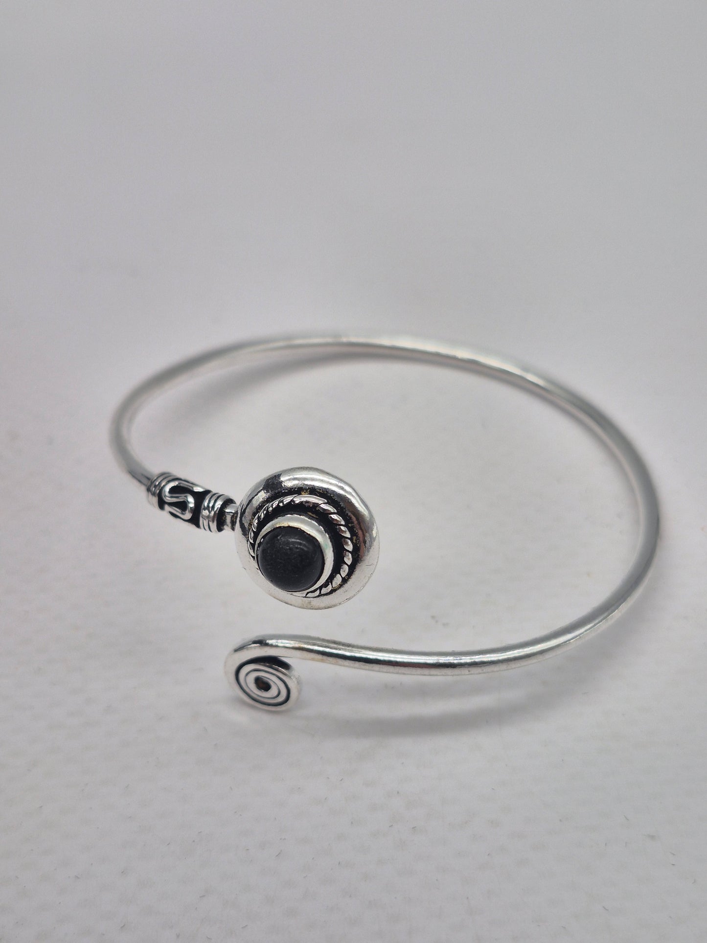 Black Tourmaline Silver Plated Bracelet - Crystal Adjustable Bracelet for Women
