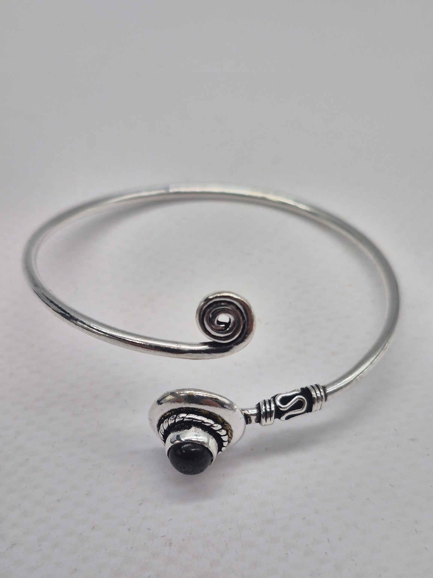 Black Tourmaline Silver Plated Bracelet - Crystal Adjustable Bracelet for Women