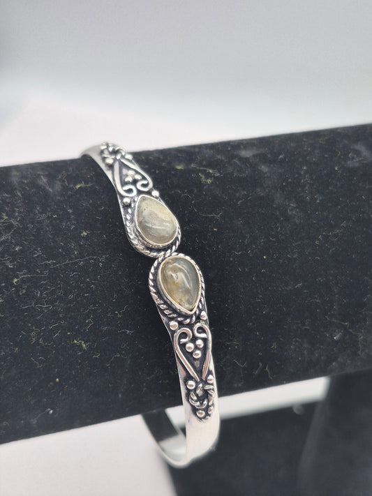 Labradorite Crystal Bracelet Silver Plated