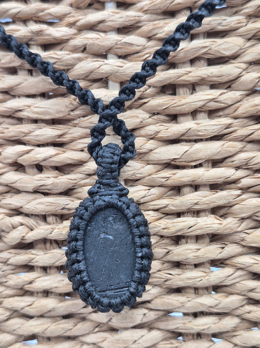 Handmade Black Tourmaline Macrame Necklace: Protection Crystal