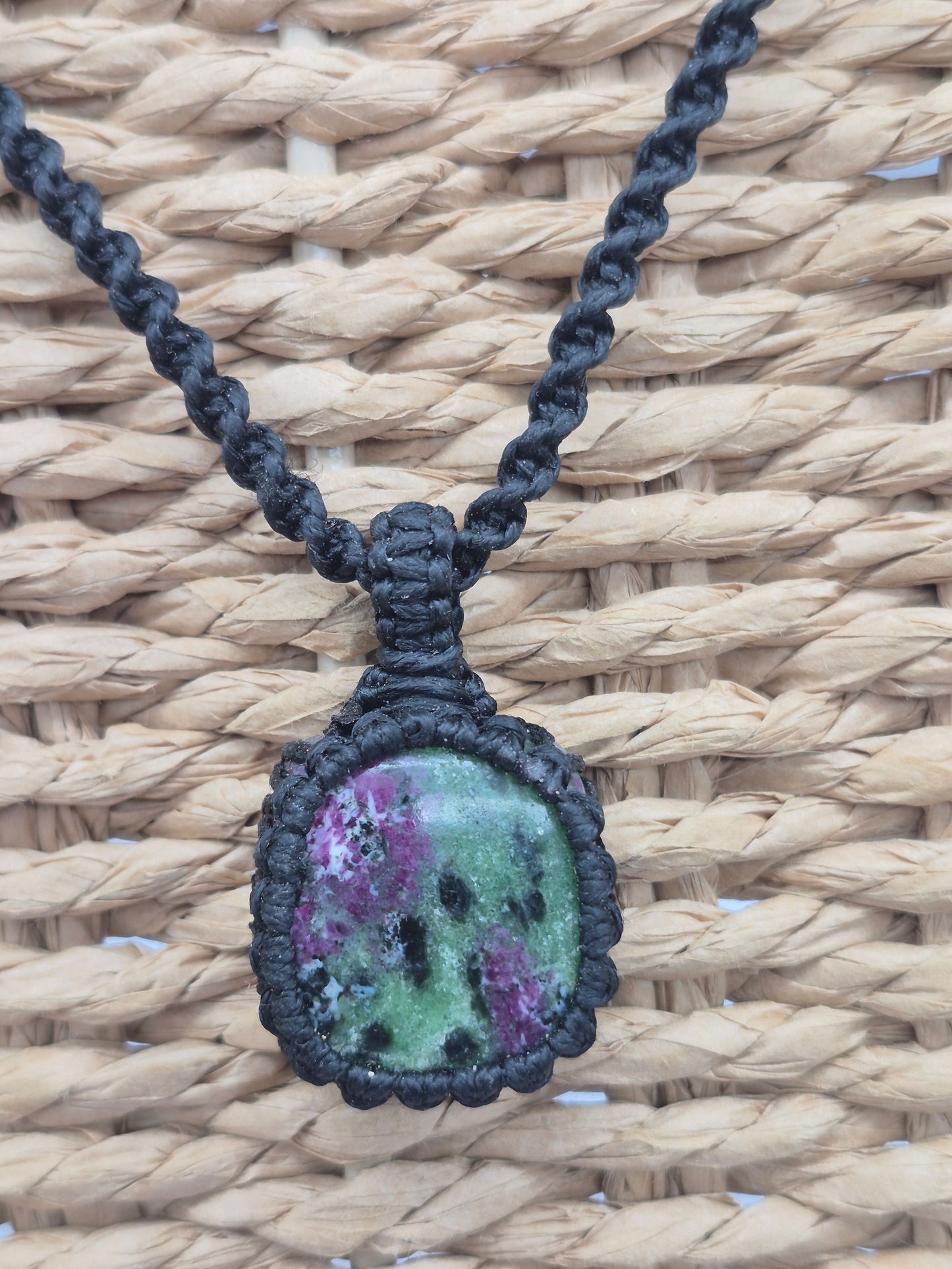 Ruby Zoisite Crystal Macrame Necklace