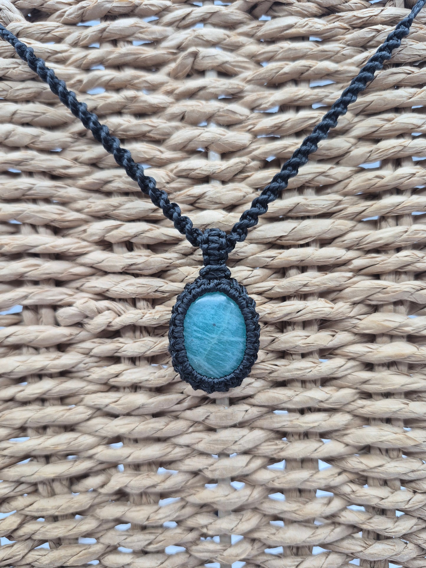 Amazonite Crystal Macrame Necklace