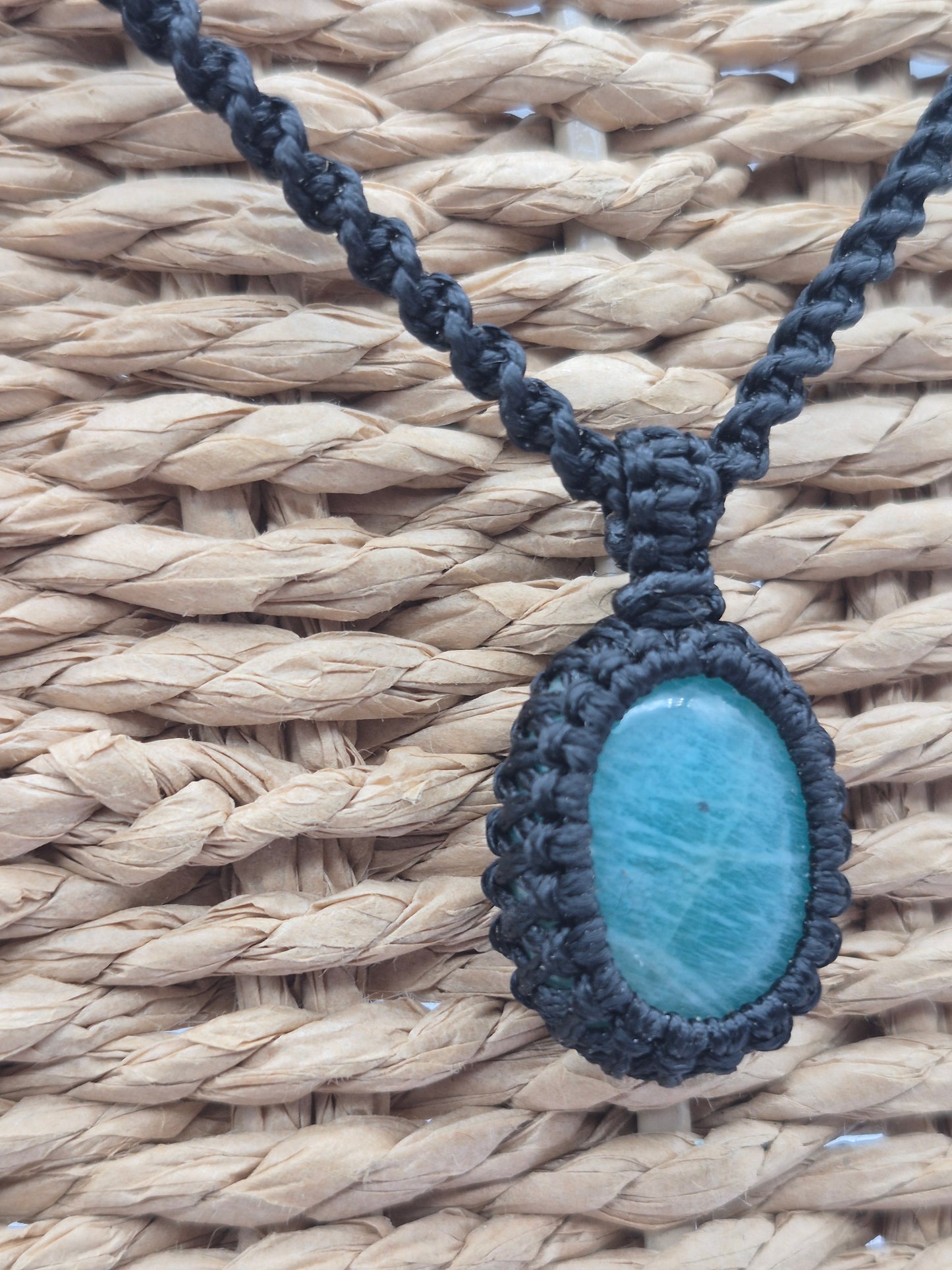 Amazonite Crystal Macrame Necklace