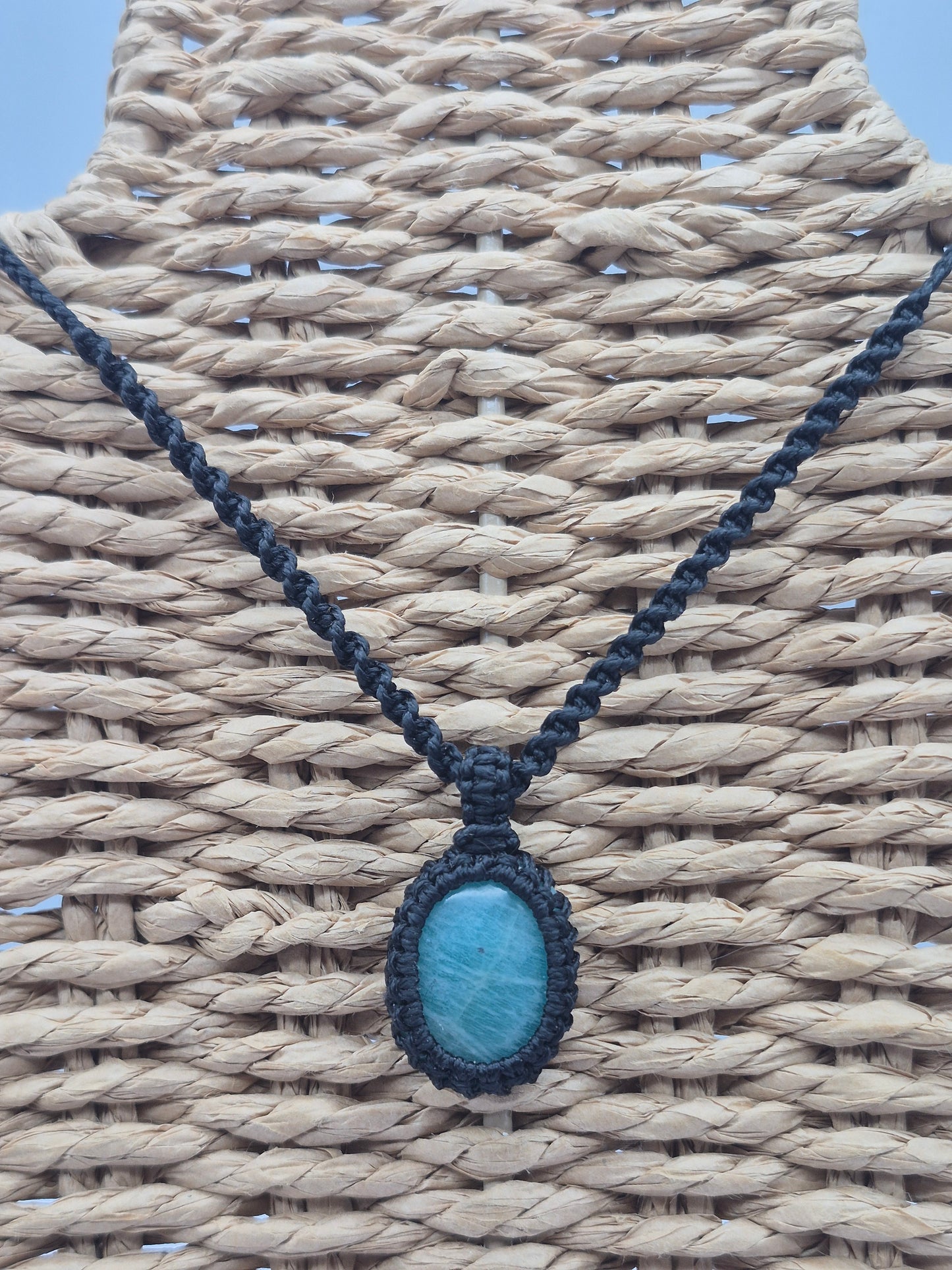 Amazonite Crystal Macrame Necklace