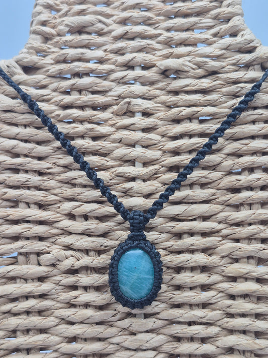 Amazonite Crystal Macrame Necklace
