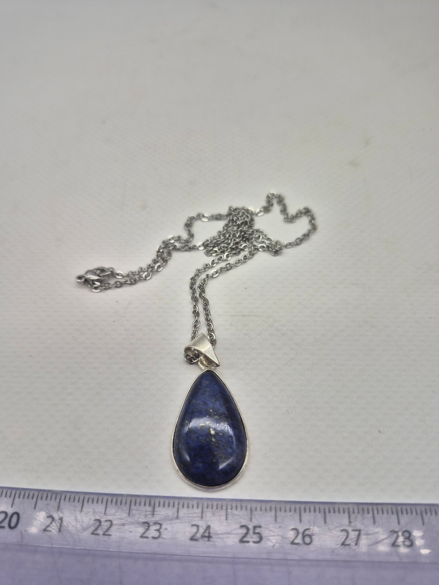 Lapis Lazuli Silver Plated Necklace with Stainless Steel Chain