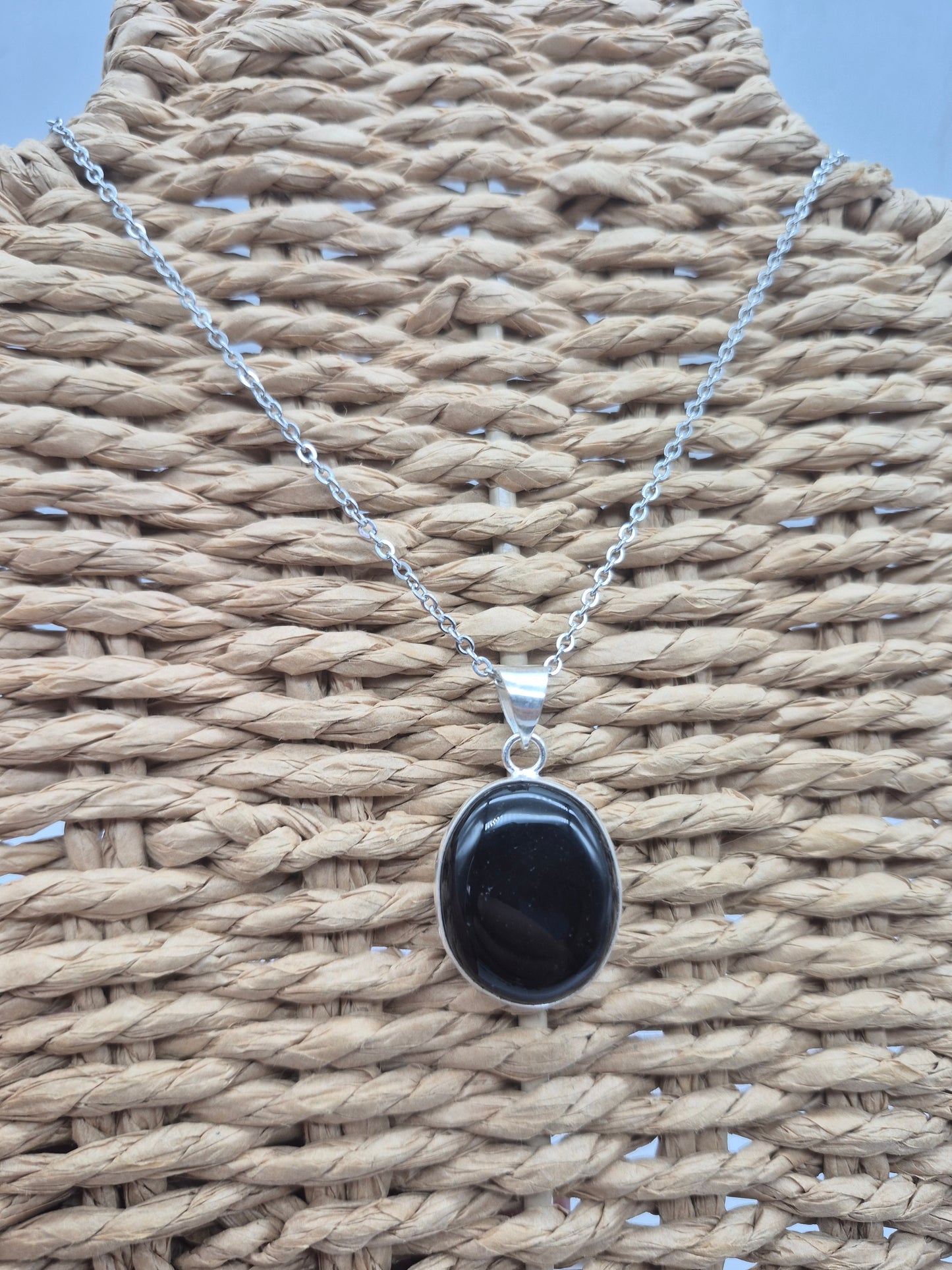 Black Tourmaline Silver Plated Necklace