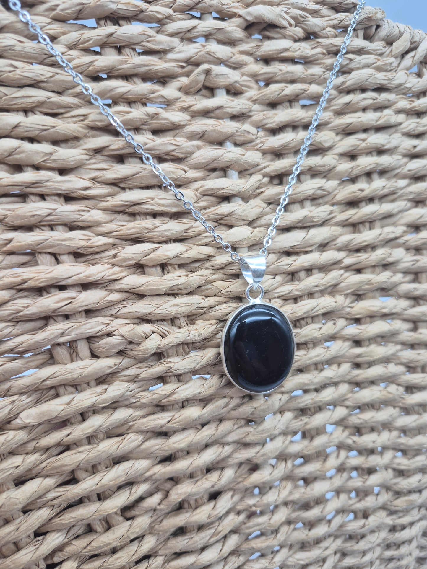 Black Tourmaline Silver Plated Necklace