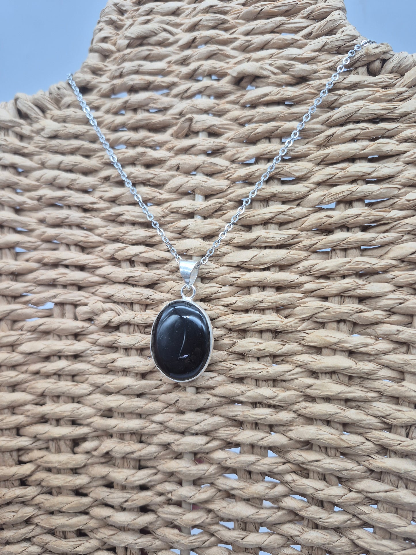 Black Tourmaline Silver Plated Necklace