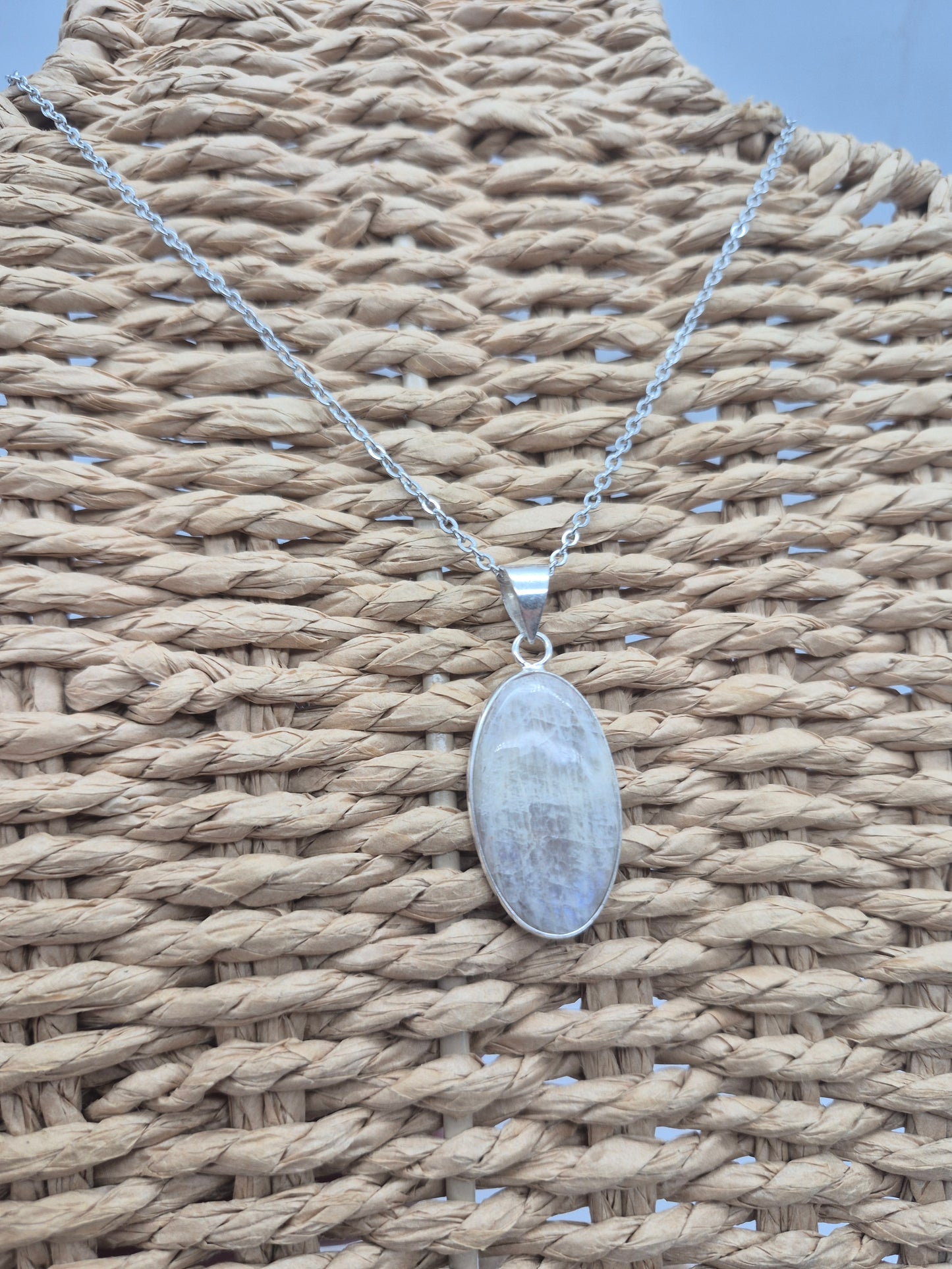 Moonstone Crystal Silver Plated Necklace