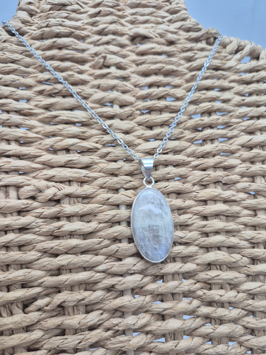 Moonstone Crystal Silver Plated Necklace