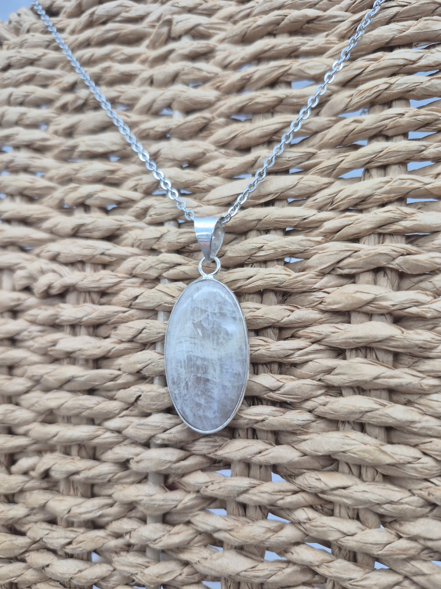 Moonstone Crystal Silver Plated Necklace