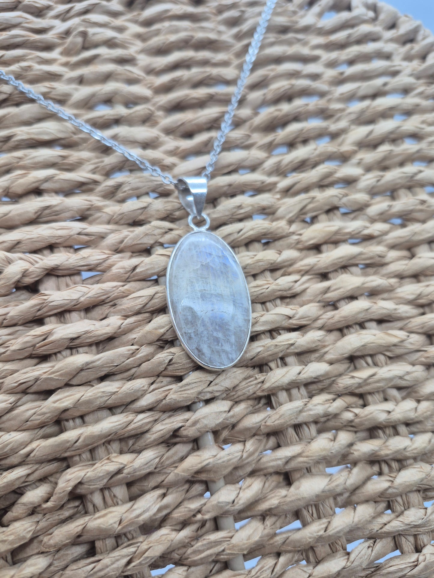 Moonstone Crystal Silver Plated Necklace