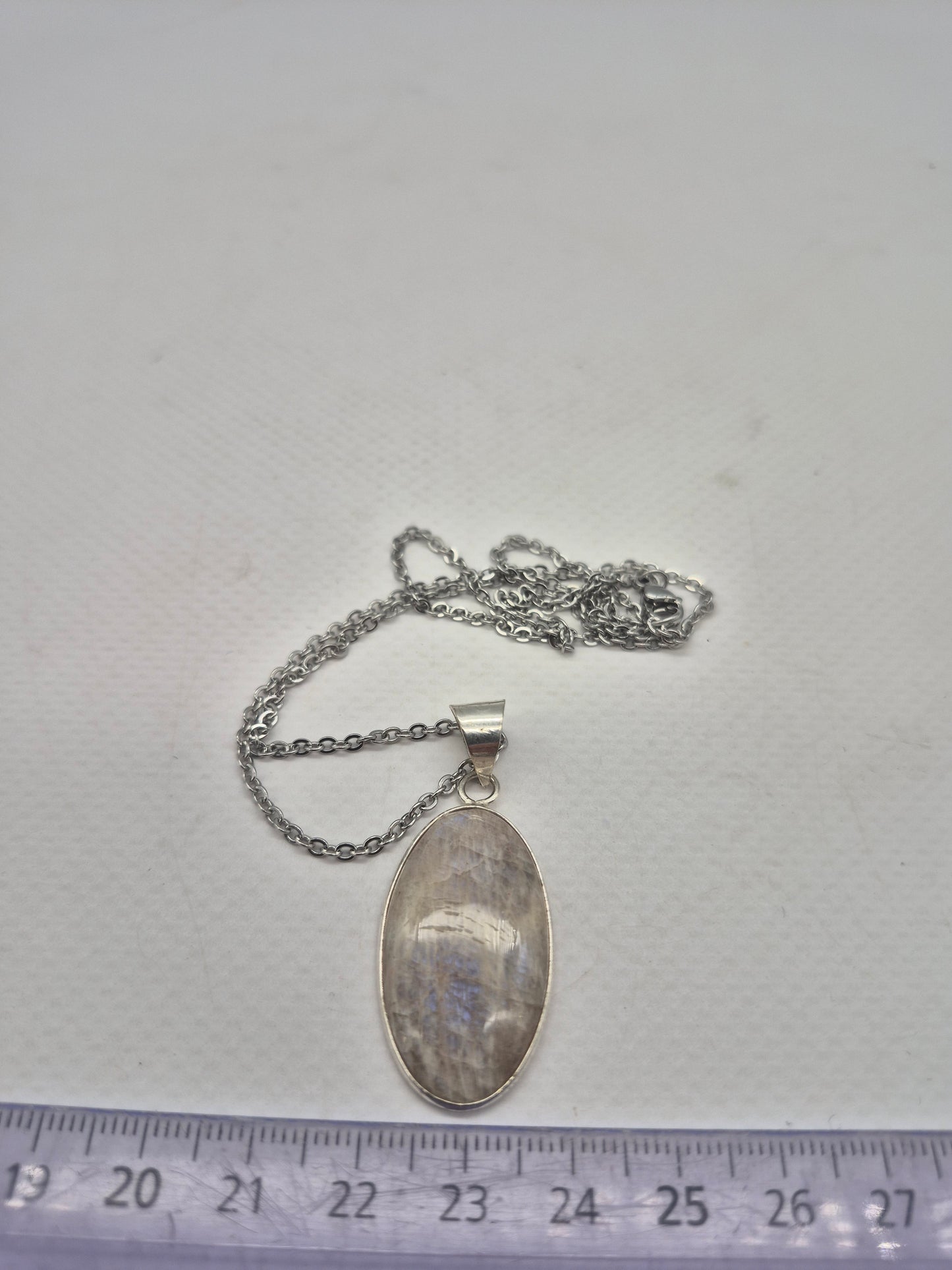 Moonstone Crystal Silver Plated Necklace