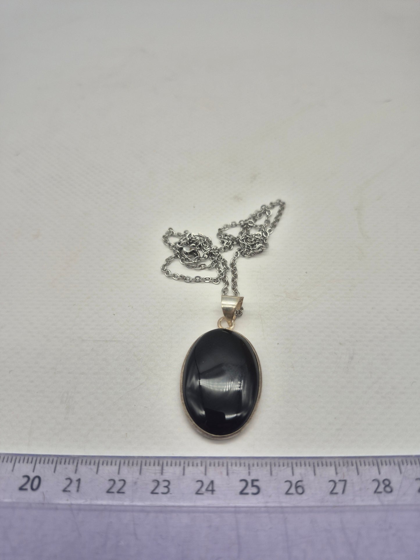 Black Obsidian Crystal Silver Plated Necklace