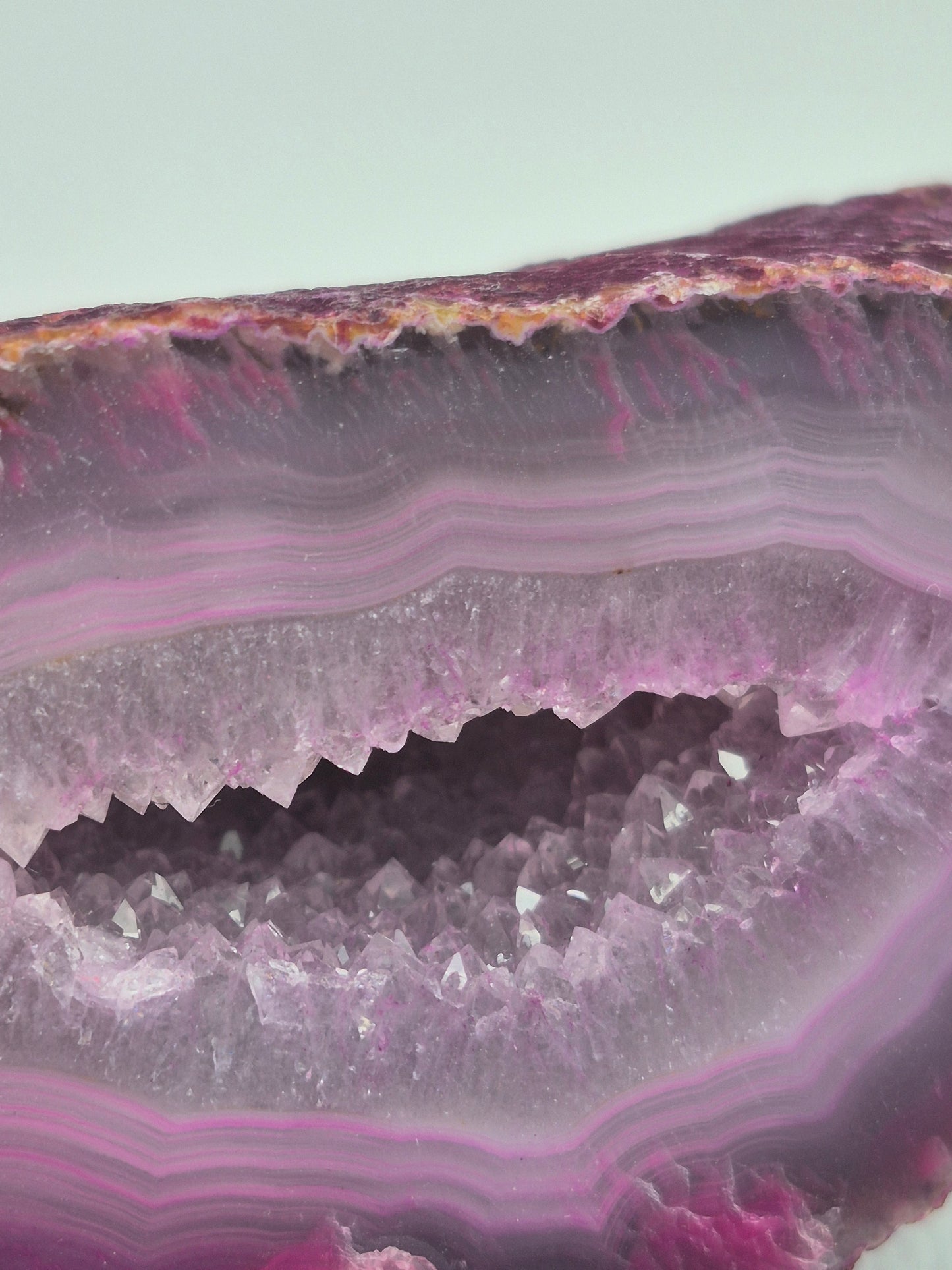Pink Geody Agate with Crystal Quartz Cave