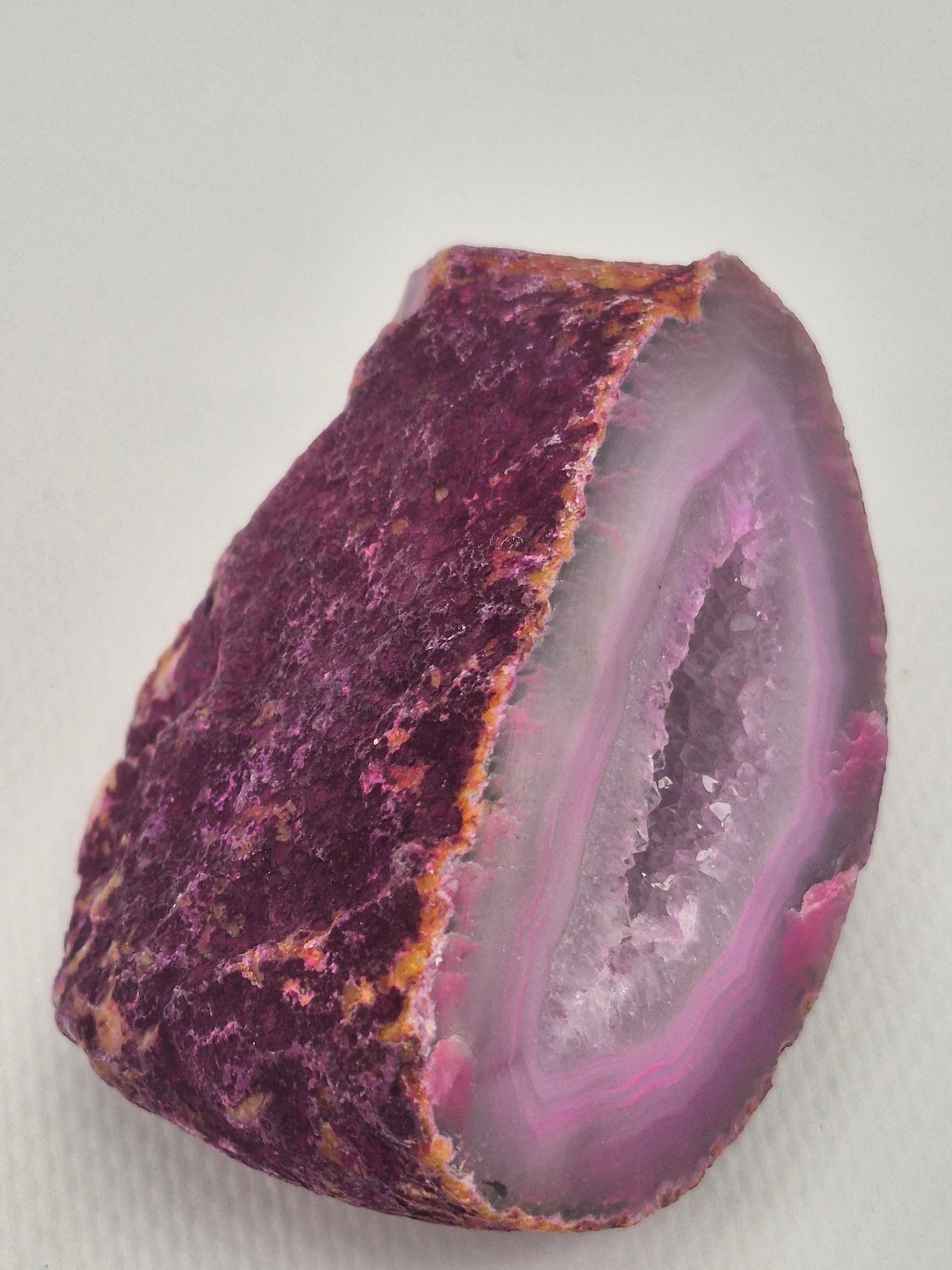 Pink Geody Agate with Crystal Quartz Cave