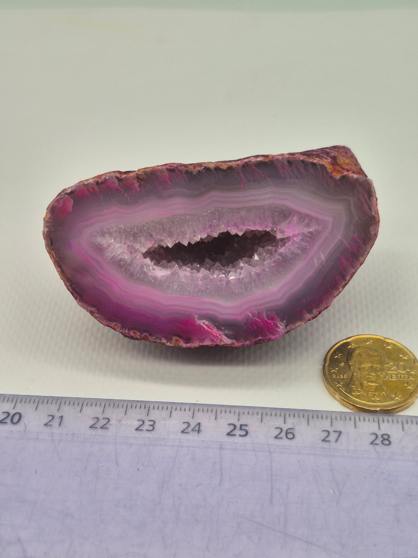 Pink Geody Agate with Crystal Quartz Cave