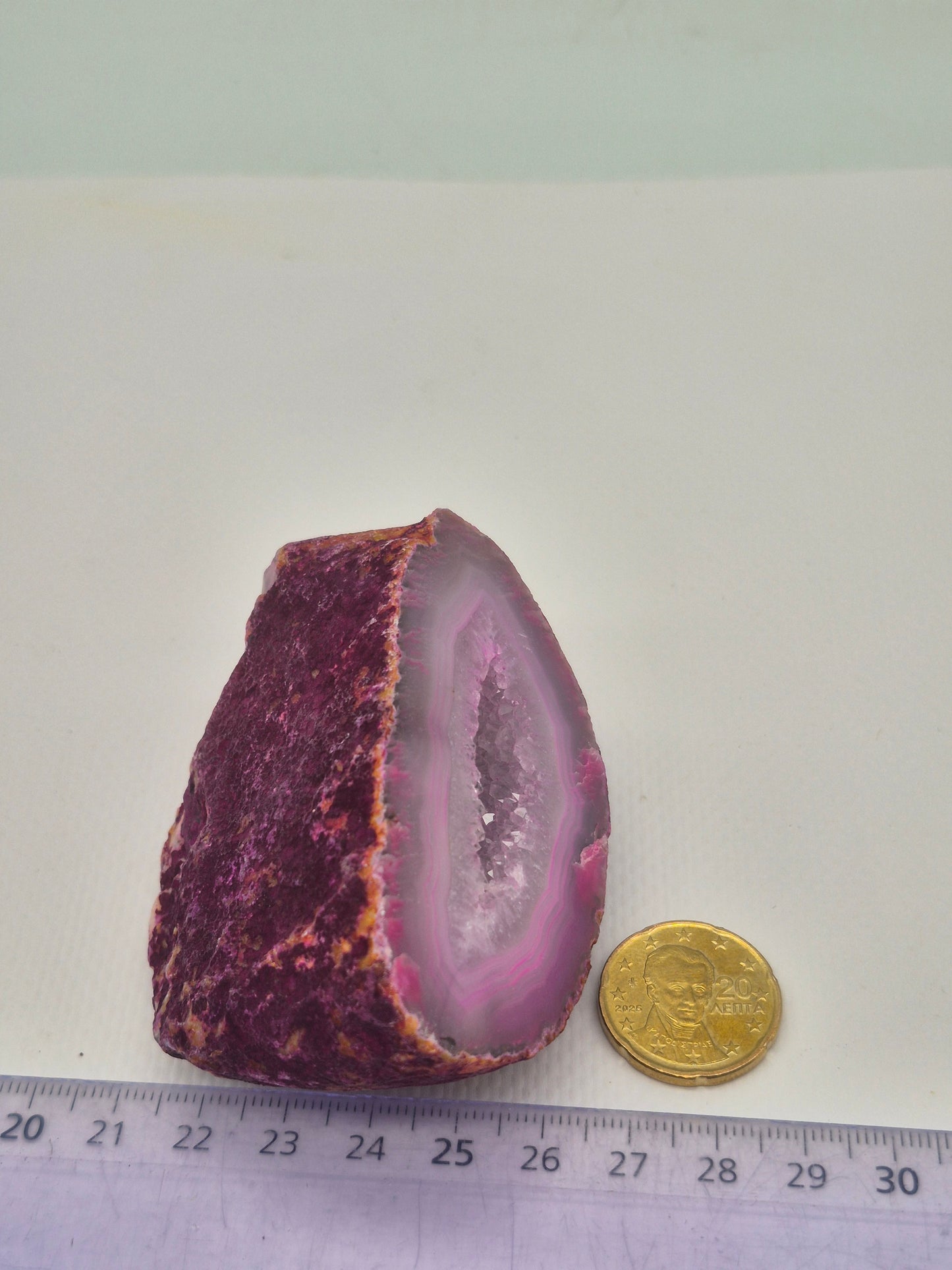 Pink Geody Agate with Crystal Quartz Cave