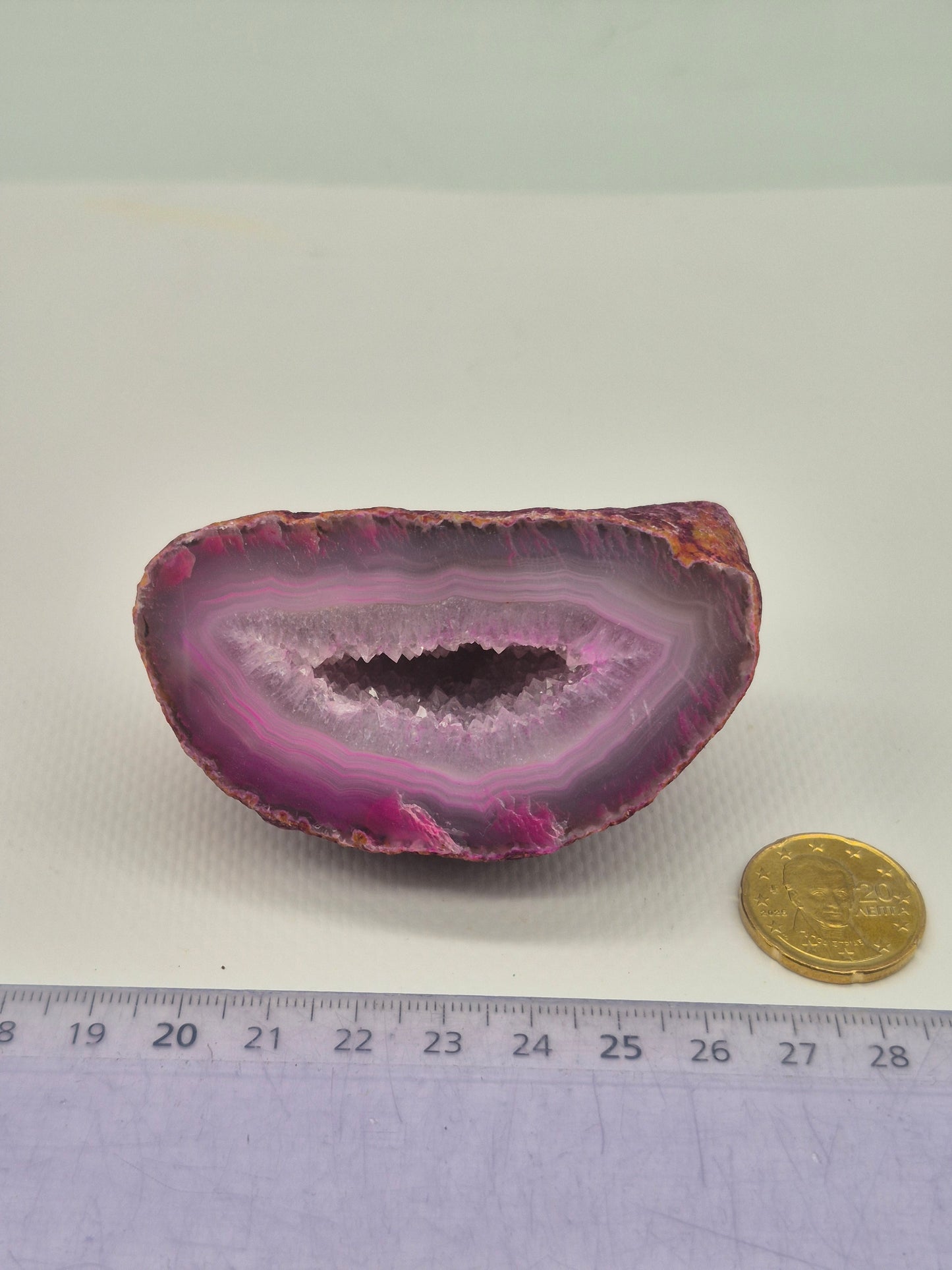 Pink Geody Agate with Crystal Quartz Cave