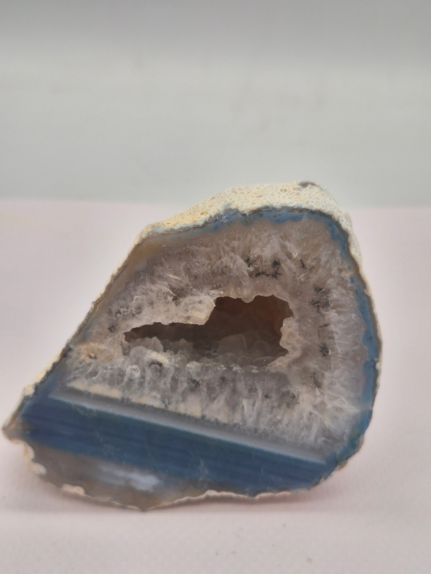 Blue Geody Agate with Crystal Quartz Cave