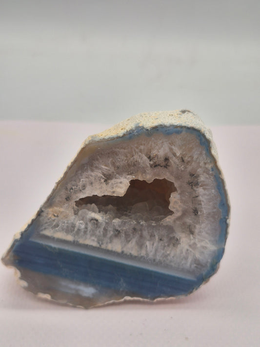 Blue Geody Agate with Crystal Quartz Cave