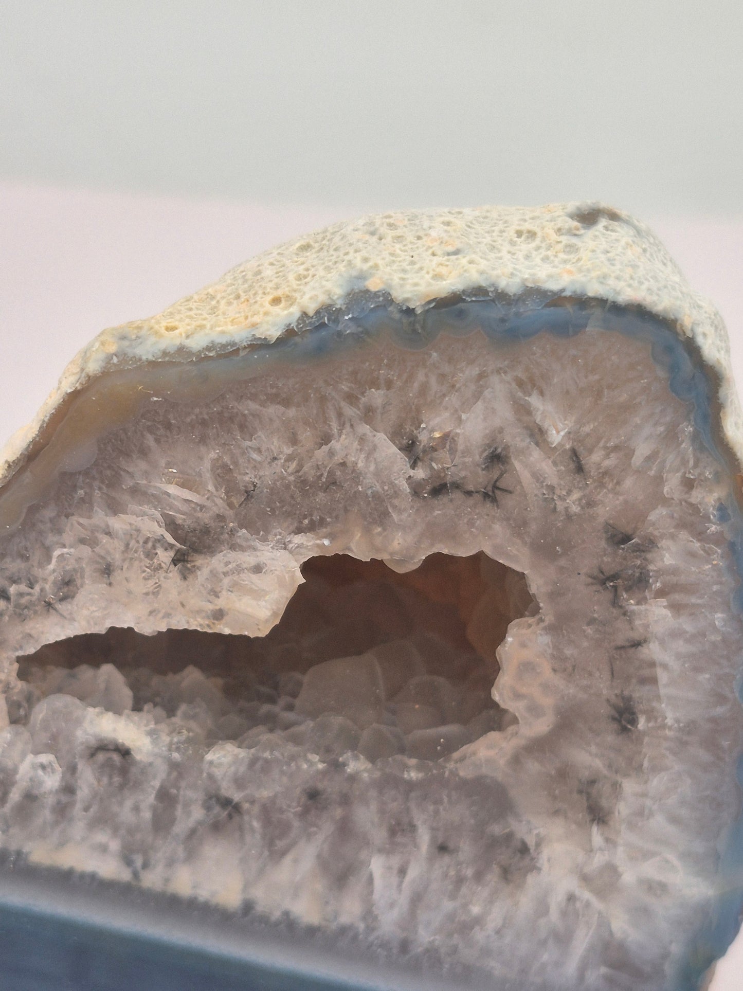 Blue Geody Agate with Crystal Quartz Cave