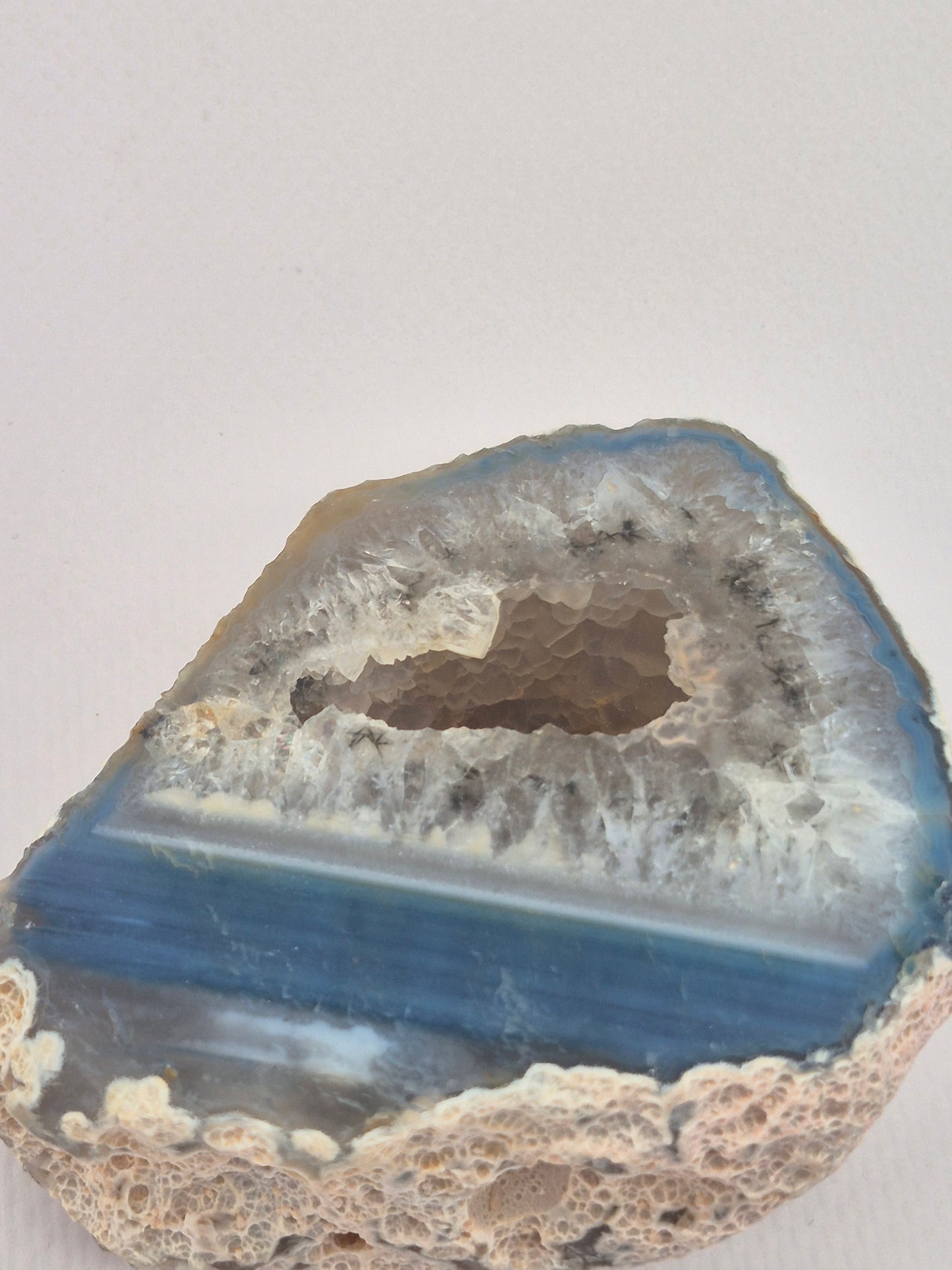 Blue Geody Agate with Crystal Quartz Cave