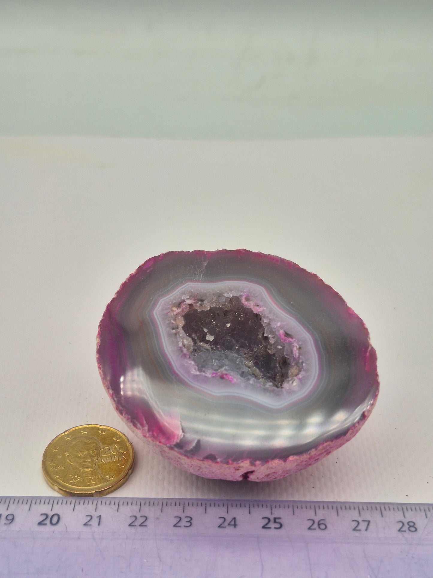 Pink Geody Agate with Crystal Quartz Cave