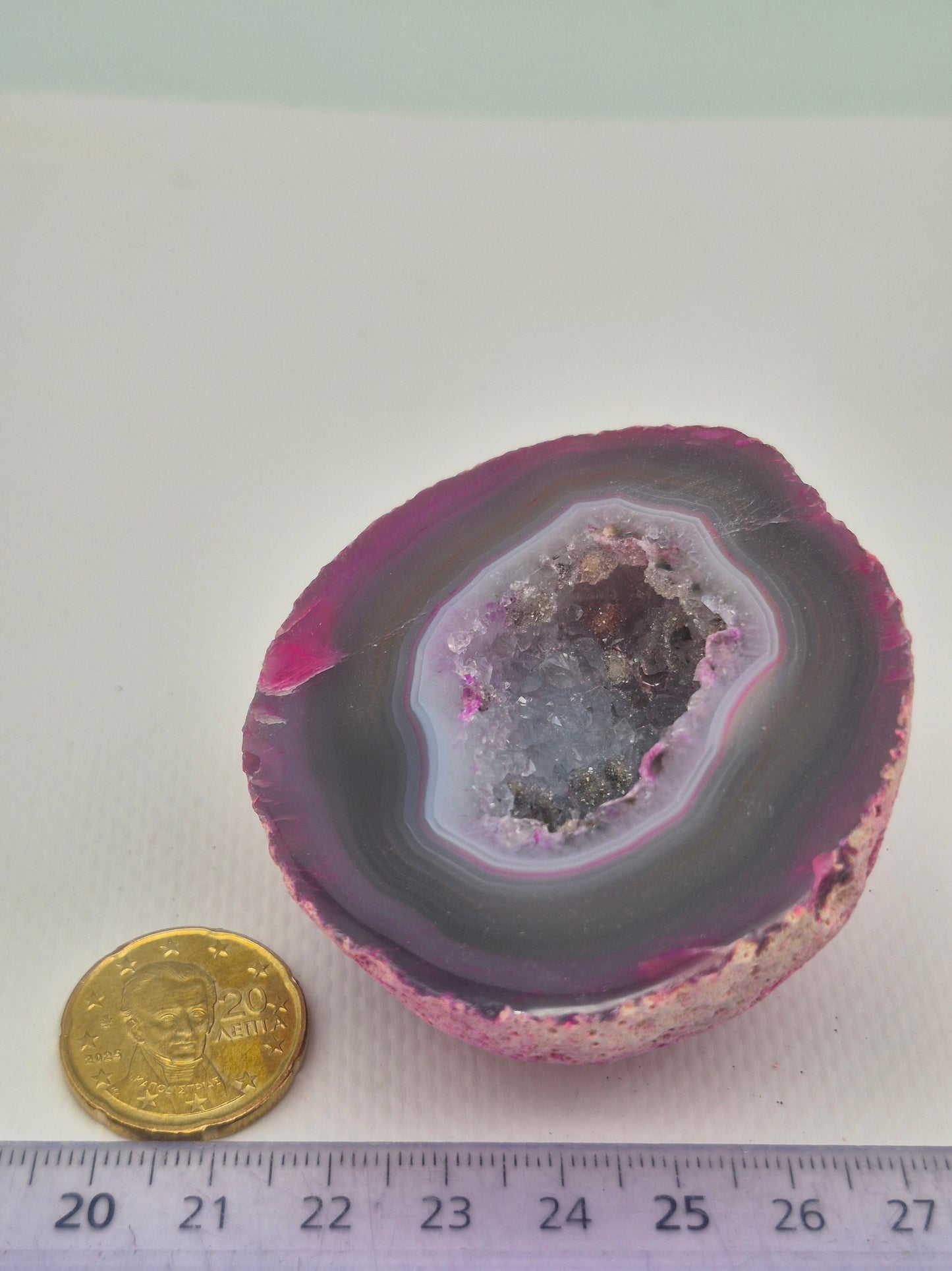 Pink Geody Agate with Crystal Quartz Cave