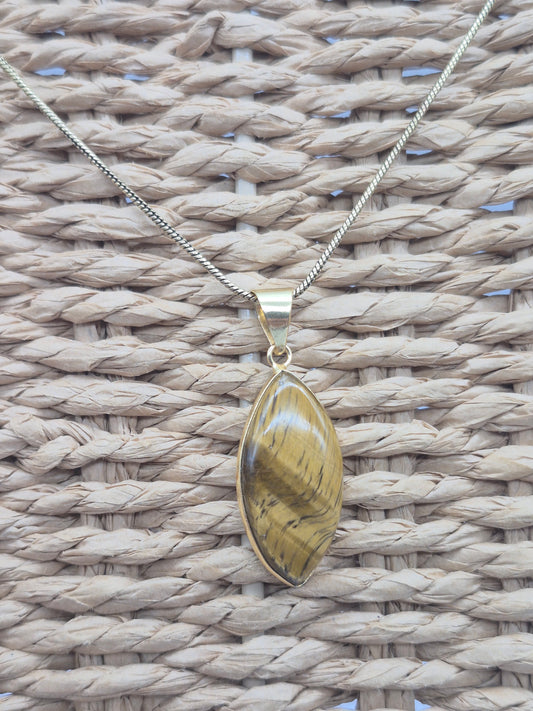 Tiger's Eye Crystal Brass Necklace