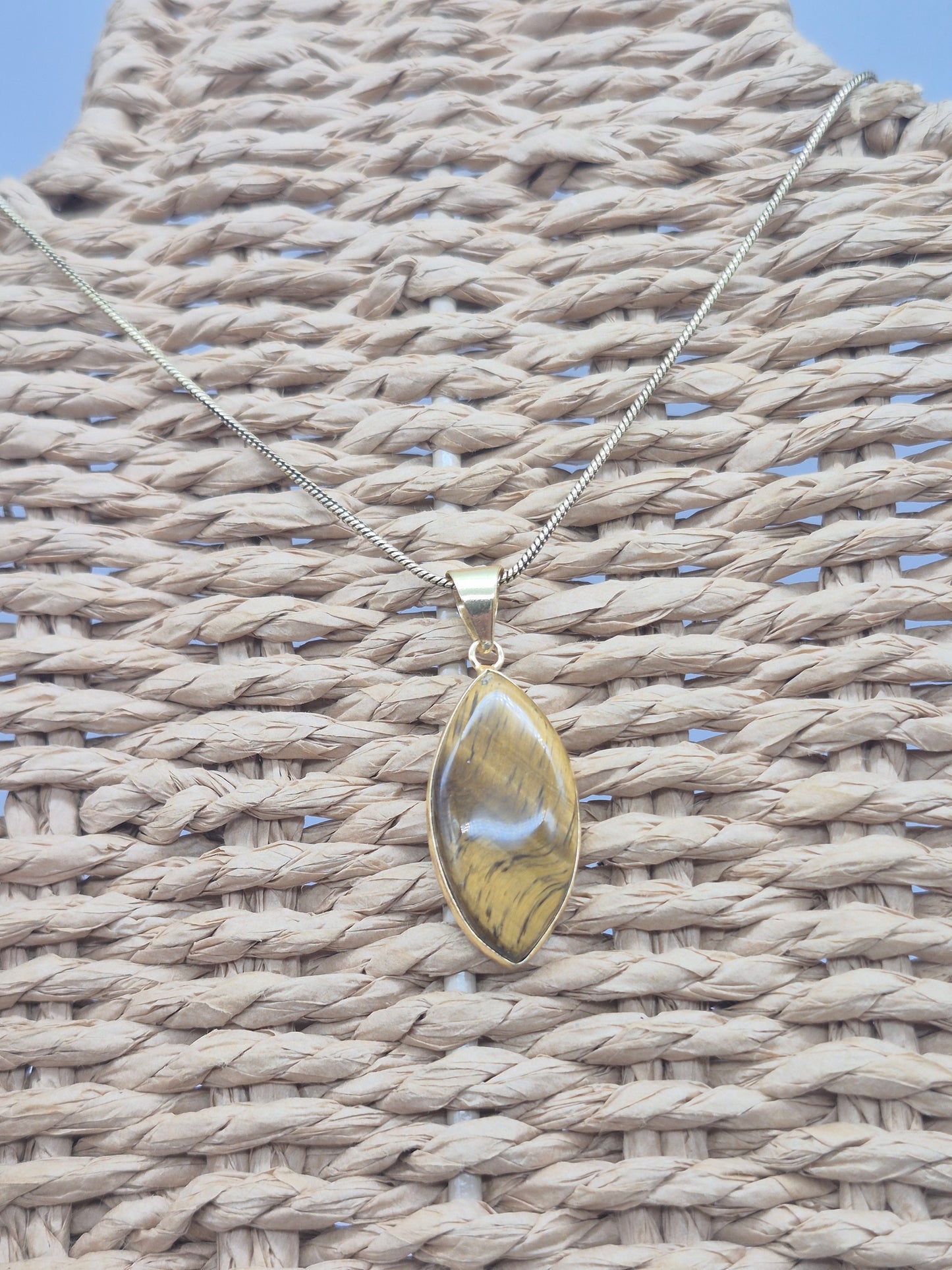 Tiger's Eye Crystal Brass Necklace