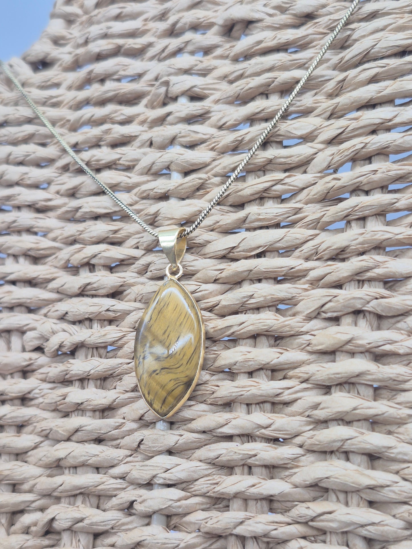 Tiger's Eye Crystal Brass Necklace