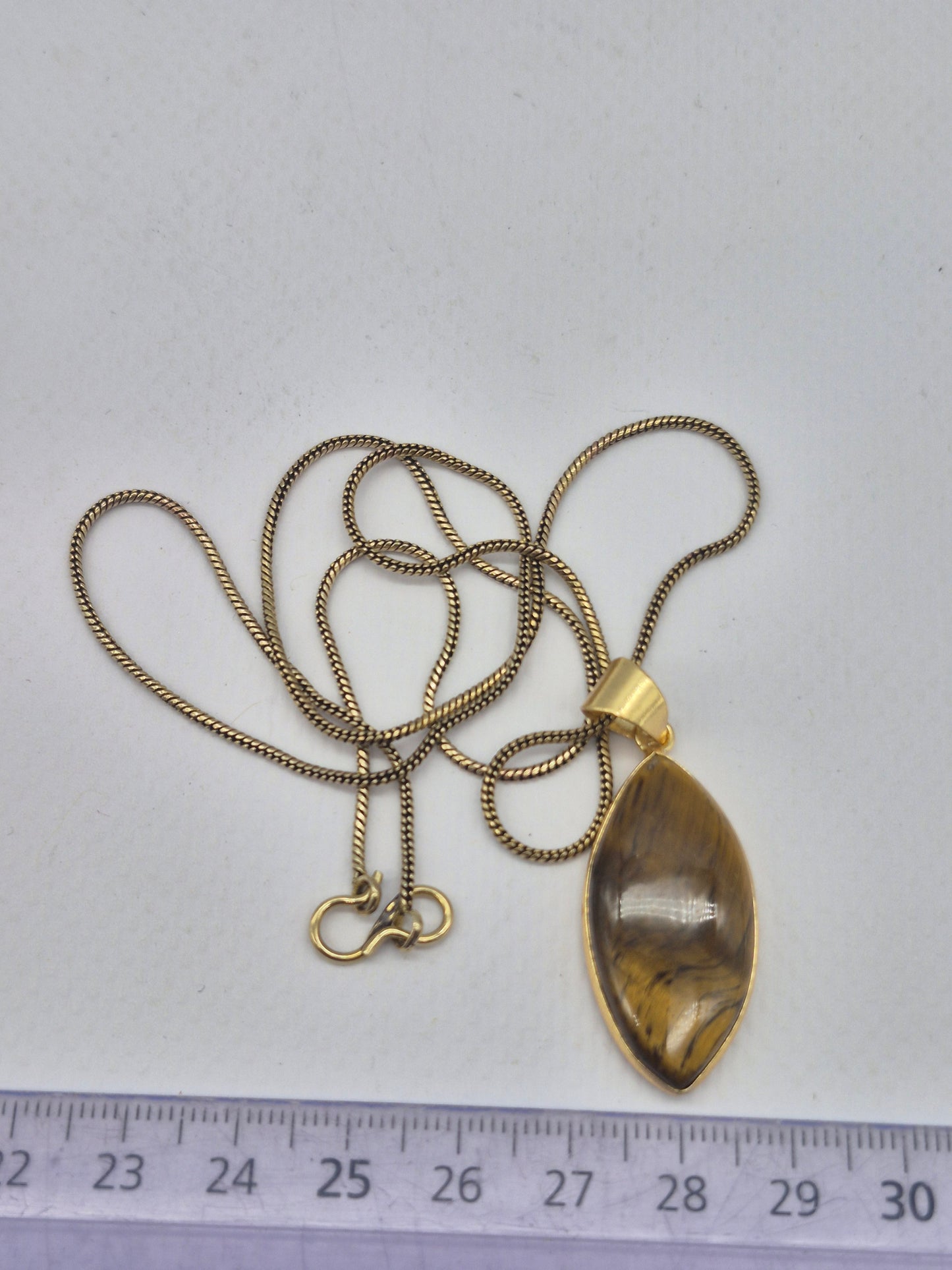Tiger's Eye Crystal Brass Necklace