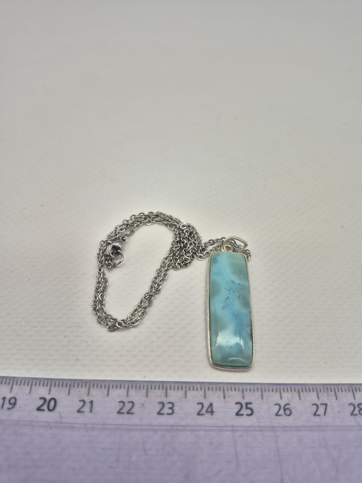 Larimar Silver 925 Necklace – Larimar Pendant in Silver Bezel with Stainless Steel Chain
