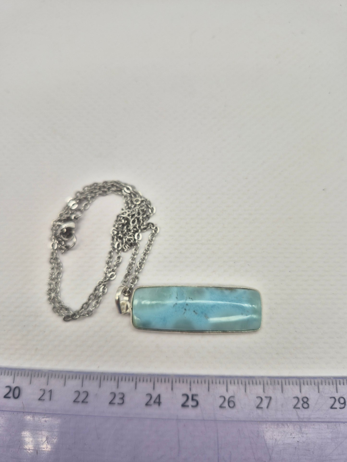 Larimar Silver 925 Necklace – Larimar Pendant in Silver Bezel with Stainless Steel Chain