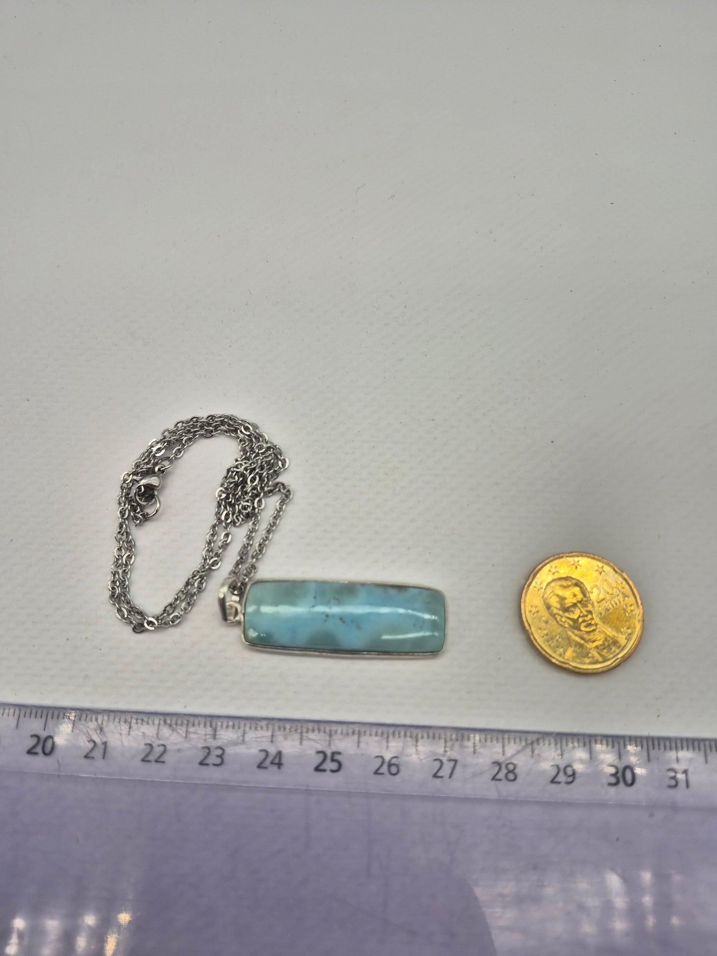 Larimar Silver 925 Necklace – Larimar Pendant in Silver Bezel with Stainless Steel Chain