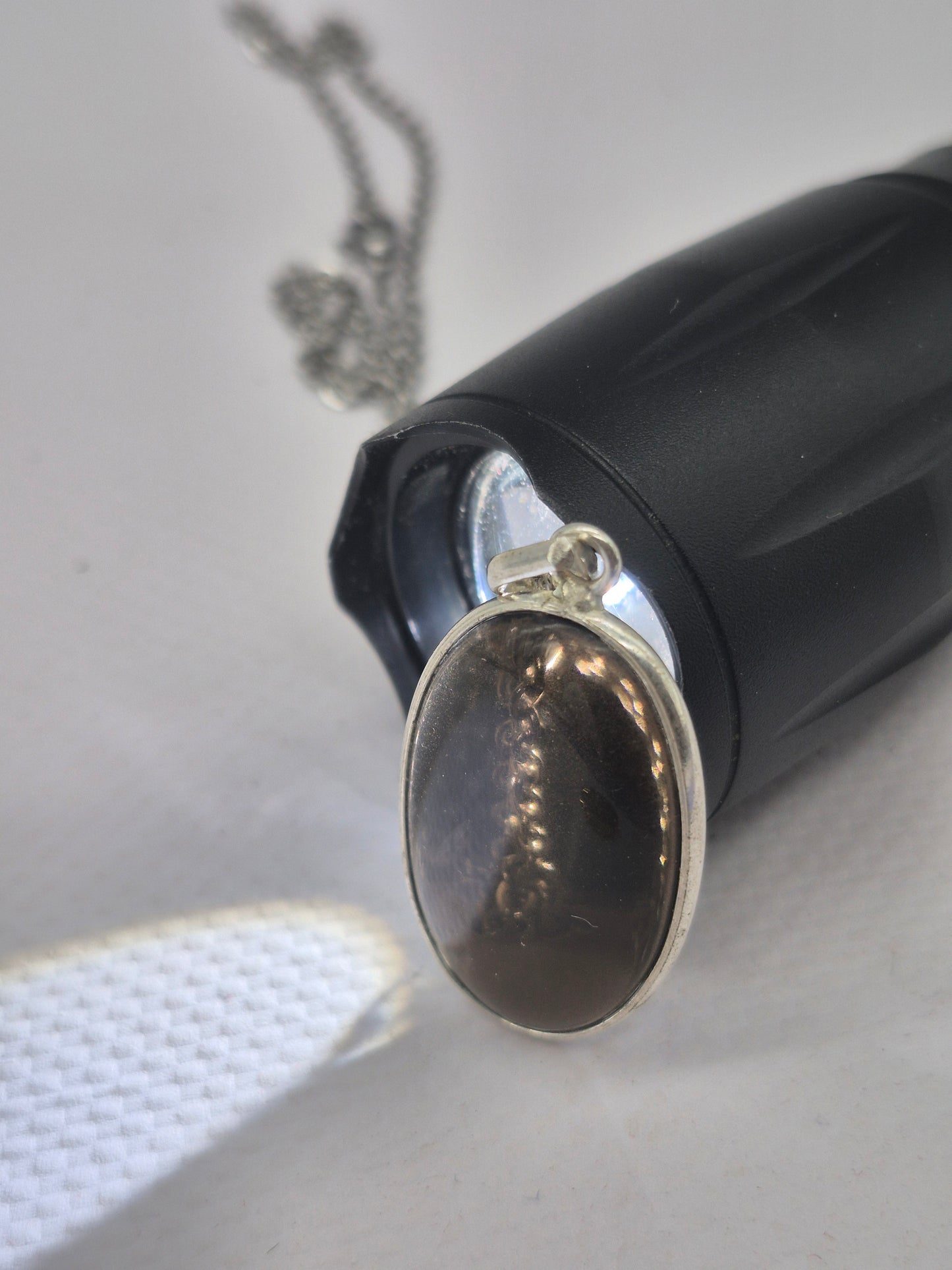 Smoked Quartz Sterling Silver Pendant Oval Cabochon Crystal