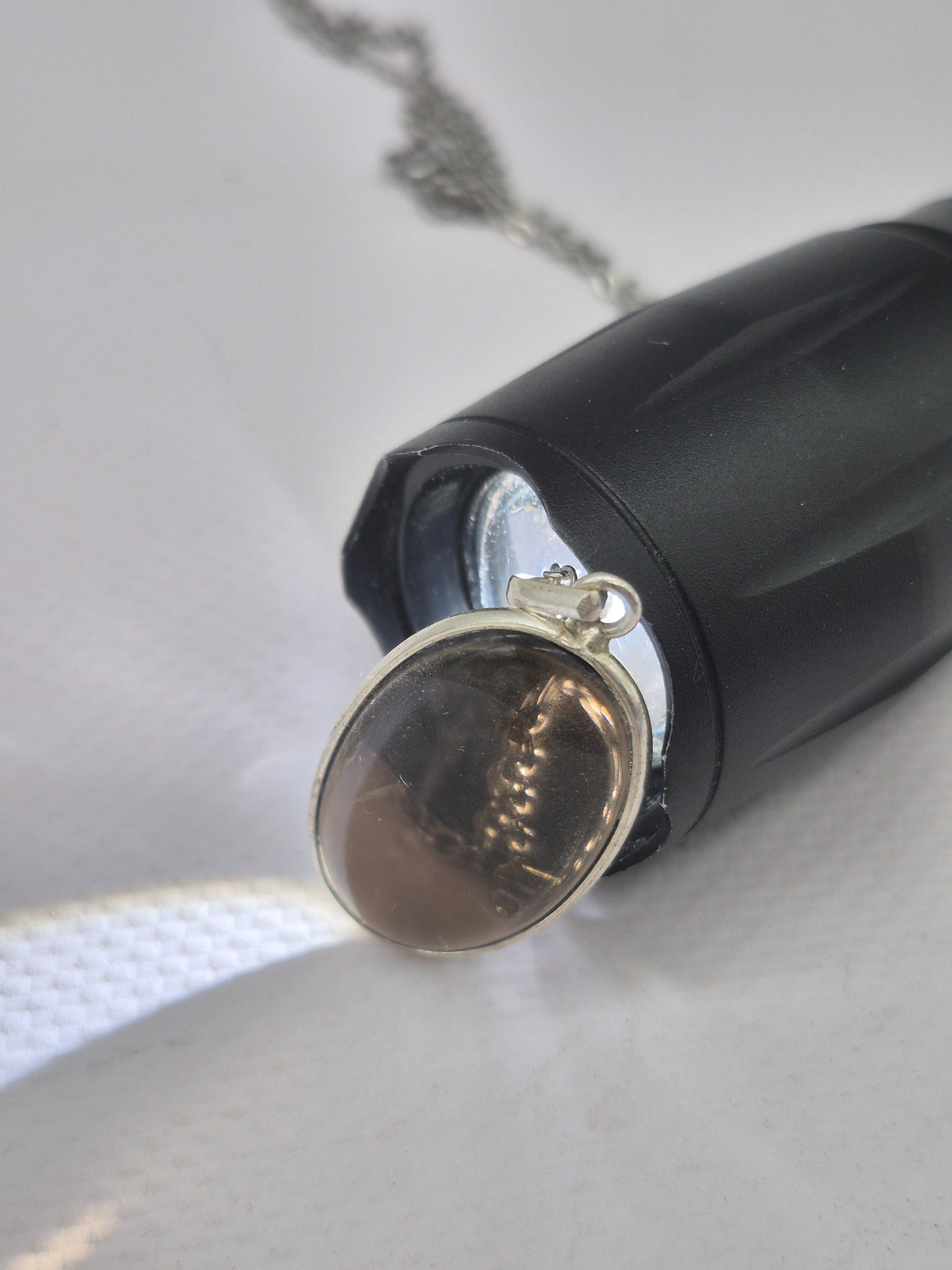 Smoked Quartz Sterling Silver Pendant Oval Cabochon Crystal