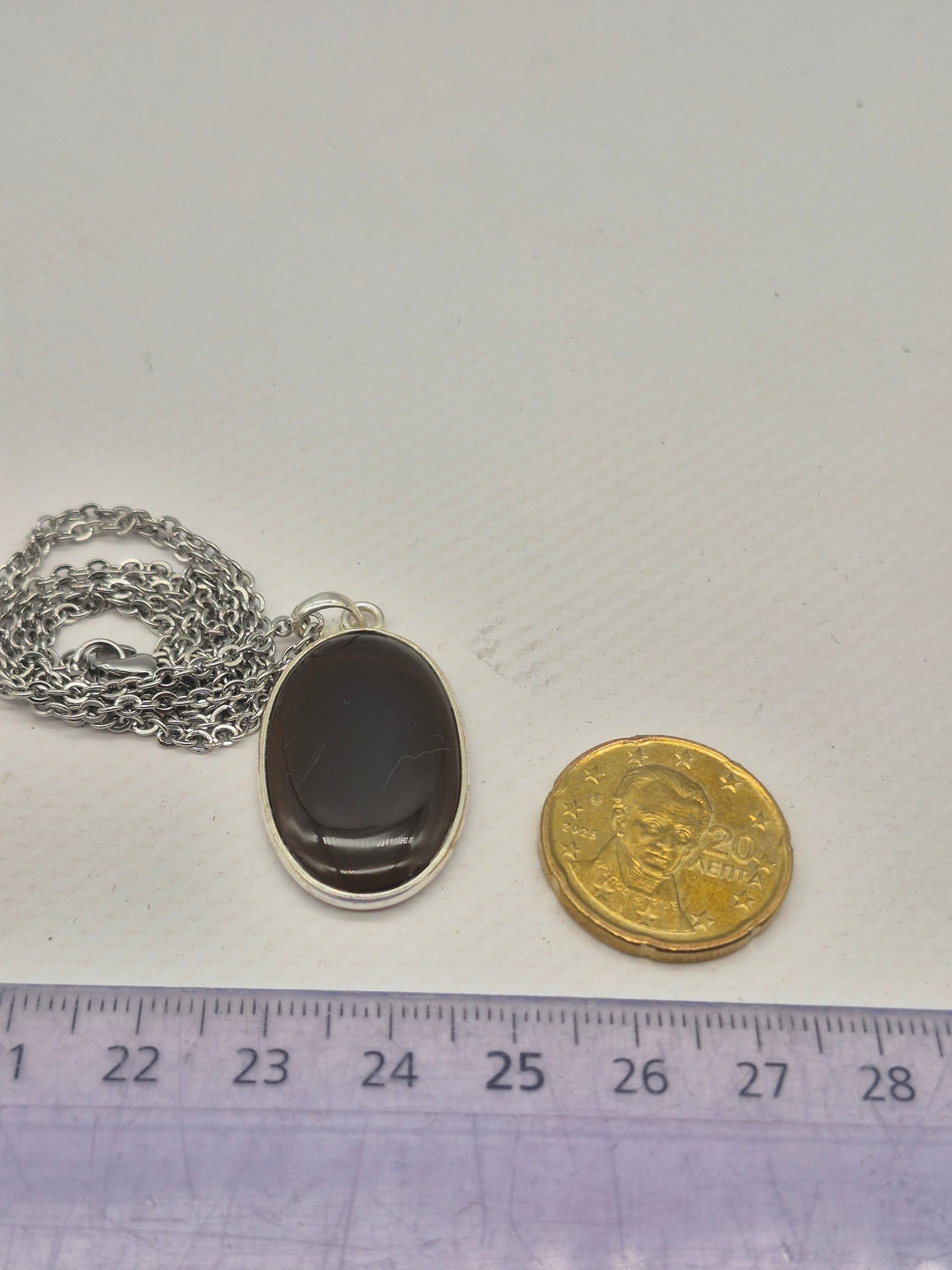Smoked Quartz Sterling Silver Pendant Oval Cabochon Crystal
