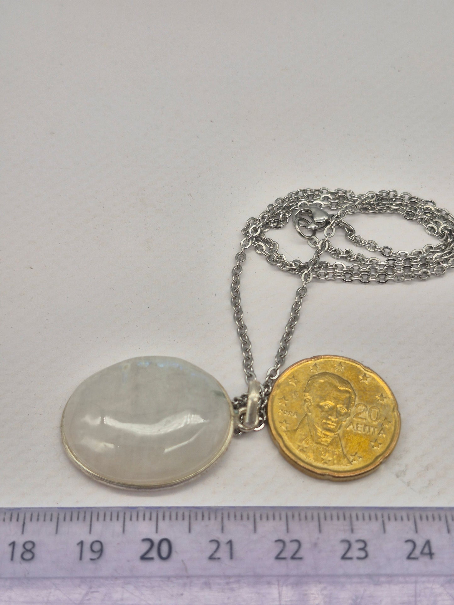 Moonstone Silver 925 Necklace Oval Shaped – Minimalist Moonstone Pendant with Stainless Steel Chain