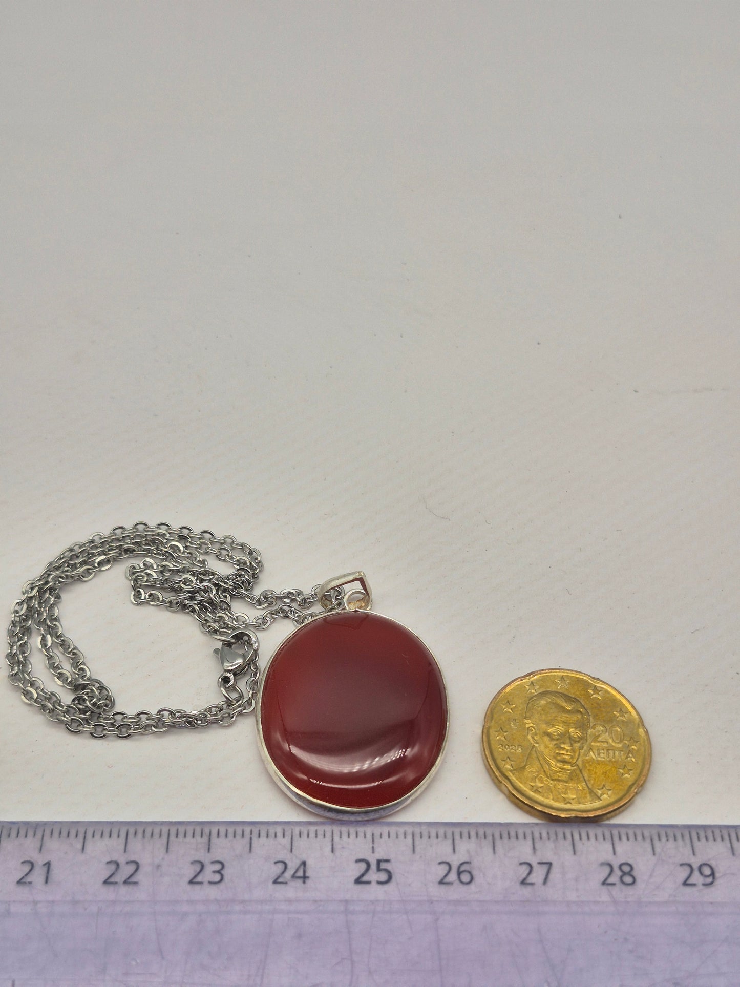 Carnelian Silver 925 Necklace with Stainless Steel Chain