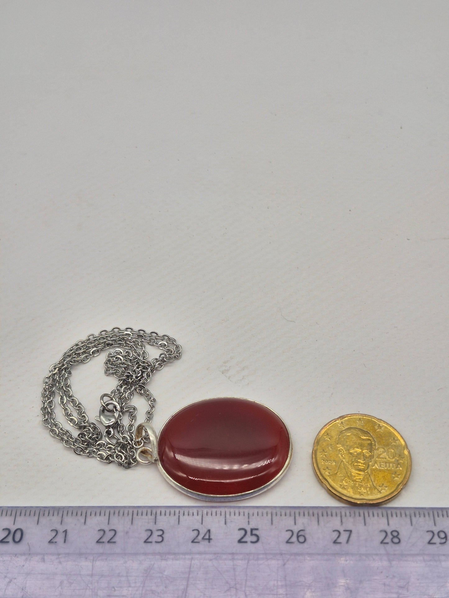 Carnelian Silver 925 Necklace with Stainless Steel Chain