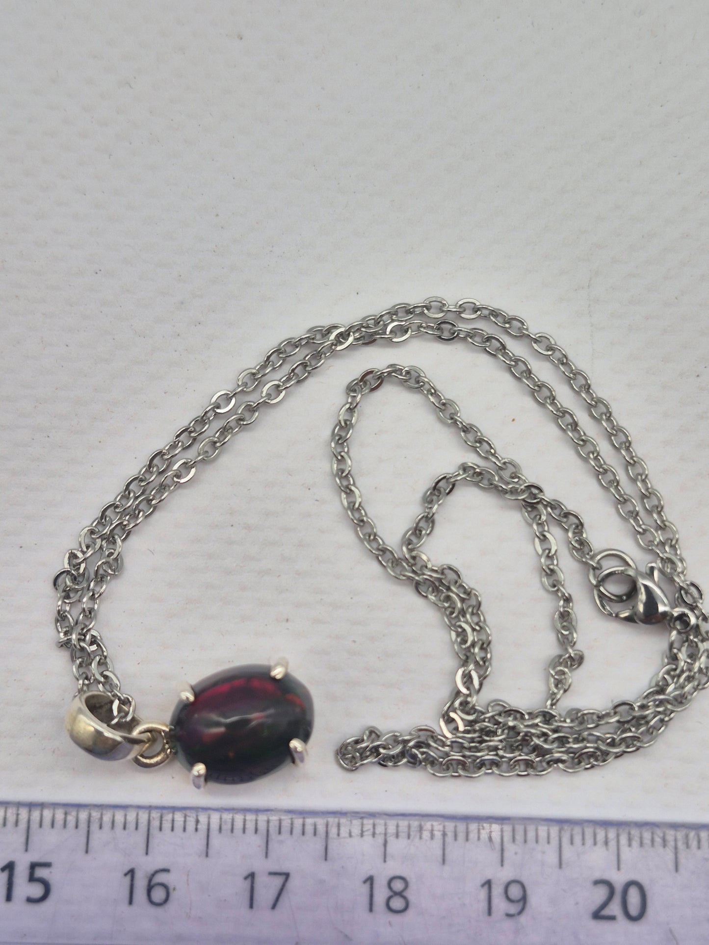 Black Fire Opal Australian Sterling Silver Necklace (RARE)