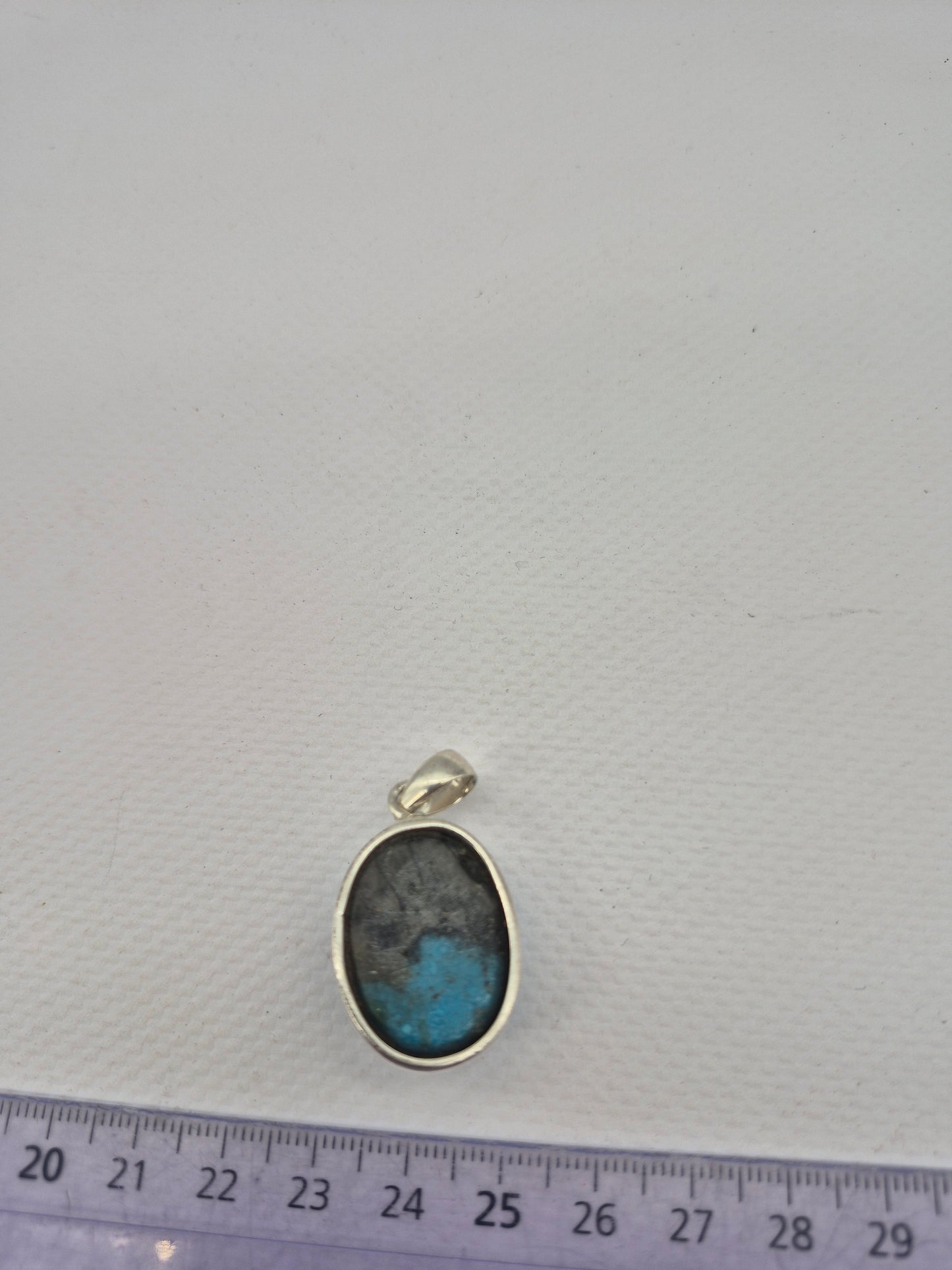 Authentic Natural Turquoise Silver Necklace with Steel Chain