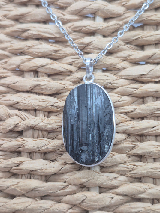 Black Tourmaline Silver Necklace