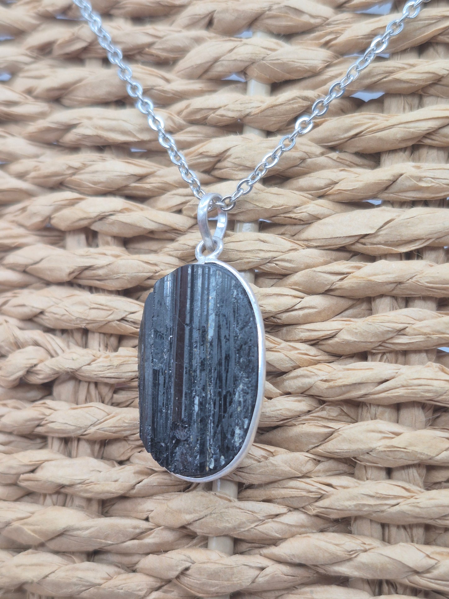 Black Tourmaline Silver Necklace
